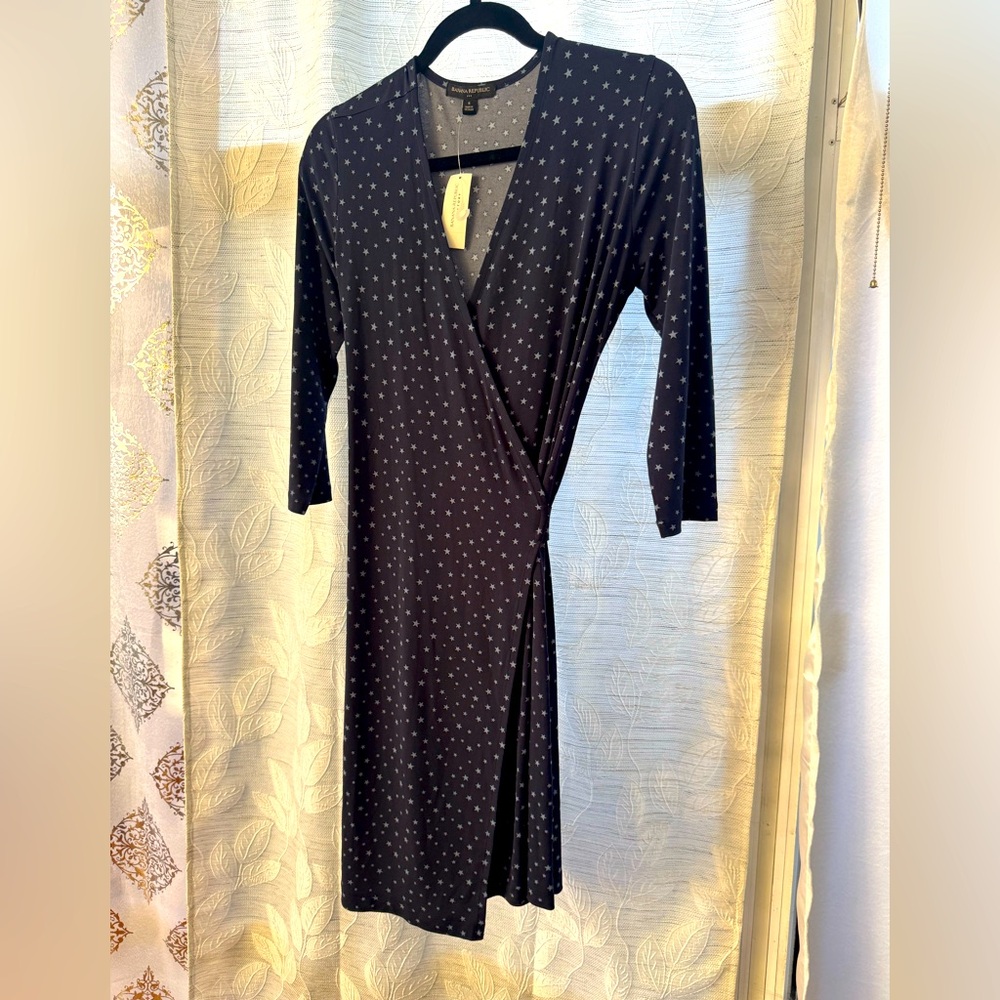 Banana Republic Elegant Navy Wrap Dress
